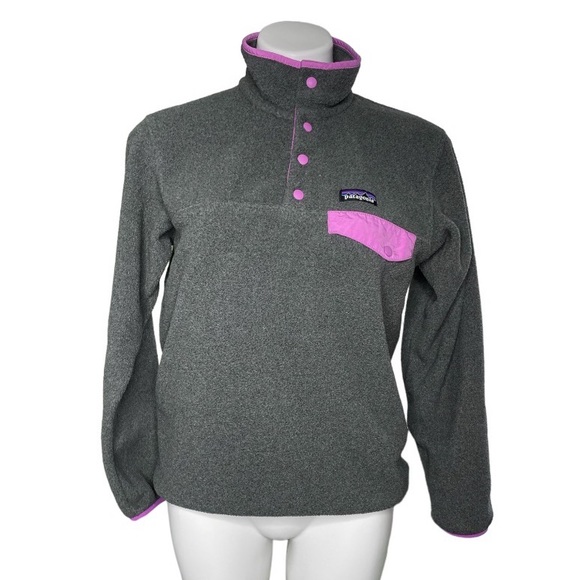Patagonia Synchilla fleece pullover sweater sweatshirt jacket gray purple - Picture 2 of 9
